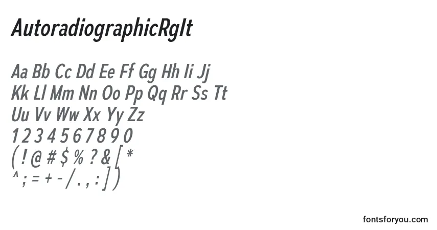 AutoradiographicRgIt Font – alphabet, numbers, special characters