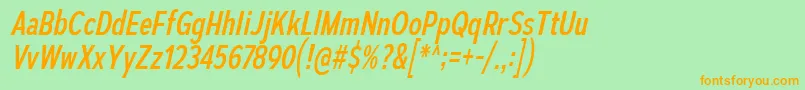 フォントAutoradiographicRgIt – オレンジの文字が緑の背景にあります。