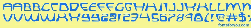 フォントQuatle – 青い文字が黄色の背景にあります。