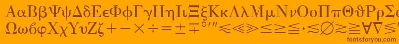 QuantaPiThreeSsi-Schriftart – Braune Schriften auf orangefarbenem Hintergrund