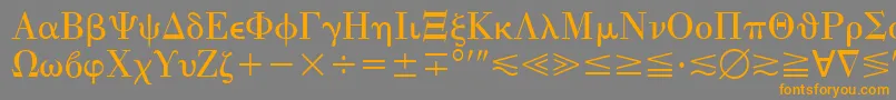 フォントQuantaPiThreeSsi – オレンジの文字は灰色の背景にあります。