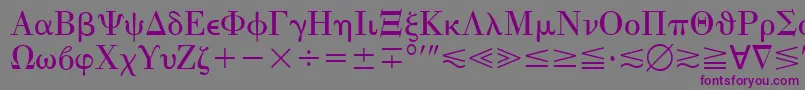 フォントQuantaPiThreeSsi – 紫色のフォント、灰色の背景