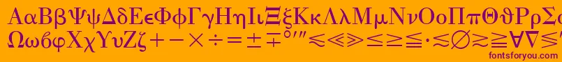 QuantaPiThreeSsi-Schriftart – Violette Schriften auf orangefarbenem Hintergrund