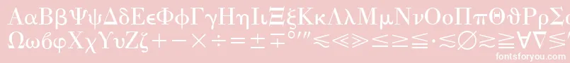 QuantaPiThreeSsi-Schriftart – Weiße Schriften auf rosa Hintergrund