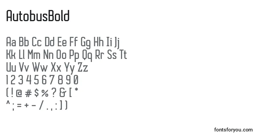 Шрифт AutobusBold – алфавит, цифры, специальные символы