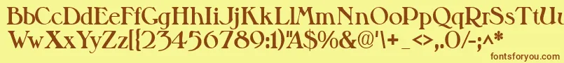フォントValitblackssk – 茶色の文字が黄色の背景にあります。