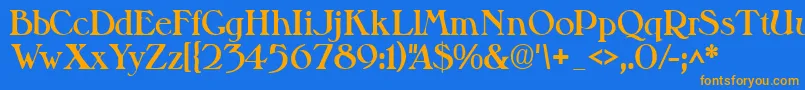 フォントValitblackssk – オレンジ色の文字が青い背景にあります。