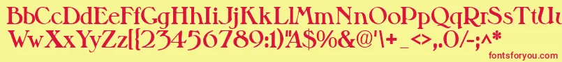 Fonte Valitblackssk – fontes vermelhas em um fundo amarelo