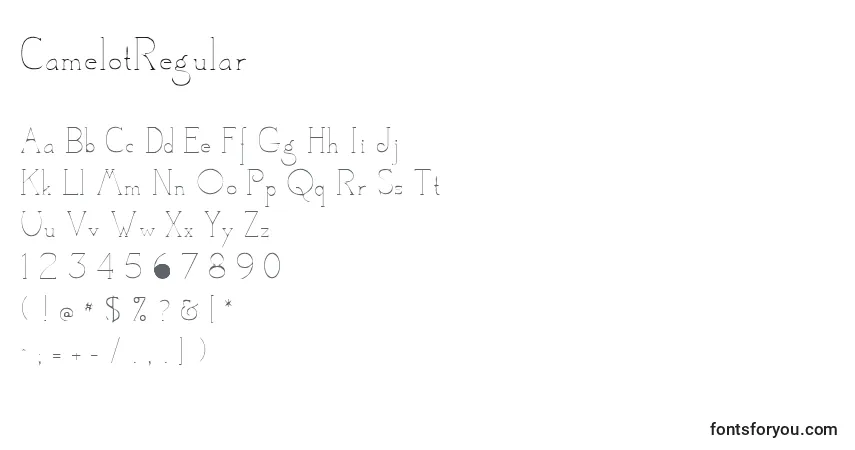 A fonte CamelotRegular – alfabeto, números, caracteres especiais