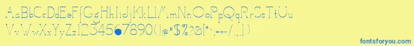 フォントCamelotRegular – 青い文字が黄色の背景にあります。