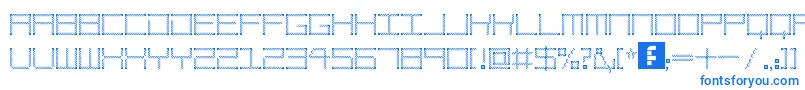 AmayaTechnicalEtching-Schriftart – Blaue Schriften auf weißem Hintergrund
