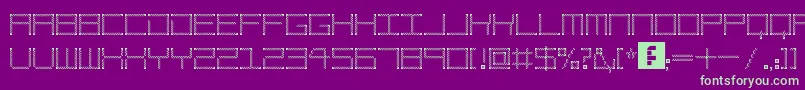 フォントAmayaTechnicalEtching – 紫の背景に緑のフォント
