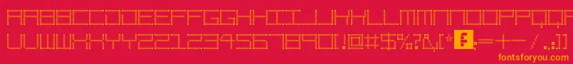 フォントAmayaTechnicalEtching – 赤い背景にオレンジの文字