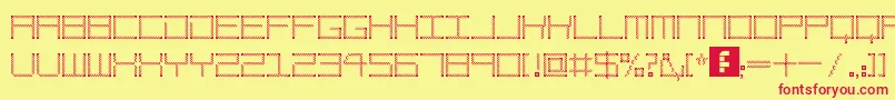 AmayaTechnicalEtching-Schriftart – Rote Schriften auf gelbem Hintergrund