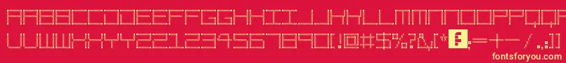 AmayaTechnicalEtching-fontti – keltaiset fontit punaisella taustalla