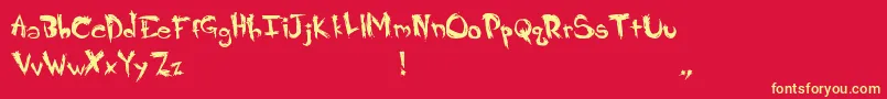 Crappy-Schriftart – Gelbe Schriften auf rotem Hintergrund