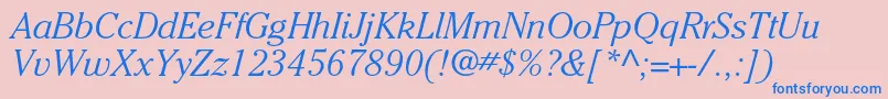 CheltenhamstdLightitalic Font – Blue Fonts on Pink Background