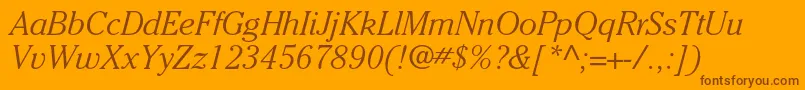 CheltenhamstdLightitalic-Schriftart – Braune Schriften auf orangefarbenem Hintergrund