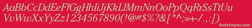 CheltenhamstdLightitalic Font – Green Fonts on Red Background