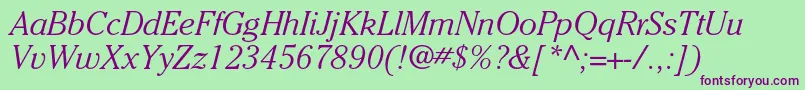 Police CheltenhamstdLightitalic – polices violettes sur fond vert