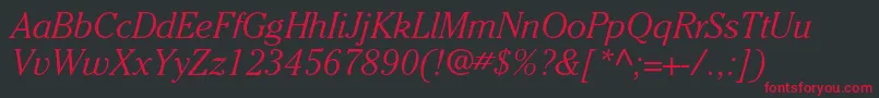 CheltenhamstdLightitalic-Schriftart – Rote Schriften auf schwarzem Hintergrund