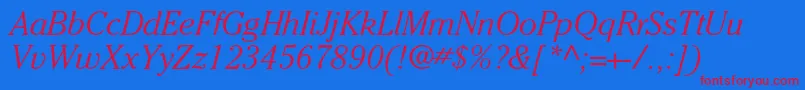 CheltenhamstdLightitalic Font – Red Fonts on Blue Background