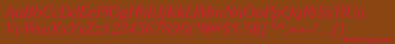 フォントCheltenhamstdLightitalic – 赤い文字が茶色の背景にあります。