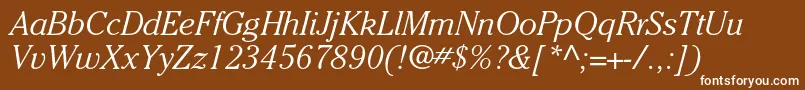 フォントCheltenhamstdLightitalic – 茶色の背景に白い文字