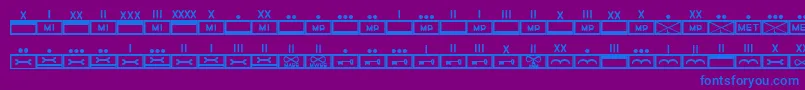 fuente EsriMilmod02 – Fuentes Azules Sobre Fondo Morado