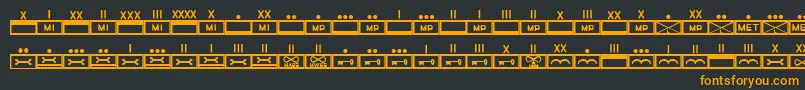 フォントEsriMilmod02 – 黒い背景にオレンジの文字