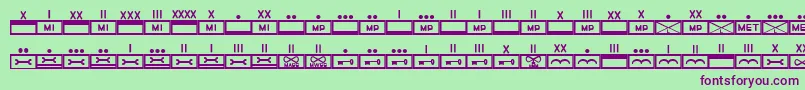 フォントEsriMilmod02 – 緑の背景に紫のフォント