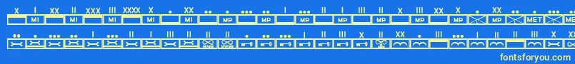 フォントEsriMilmod02 – 黄色の文字、青い背景