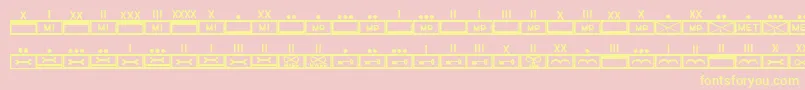 EsriMilmod02-fontti – keltaiset fontit vaaleanpunaisella taustalla