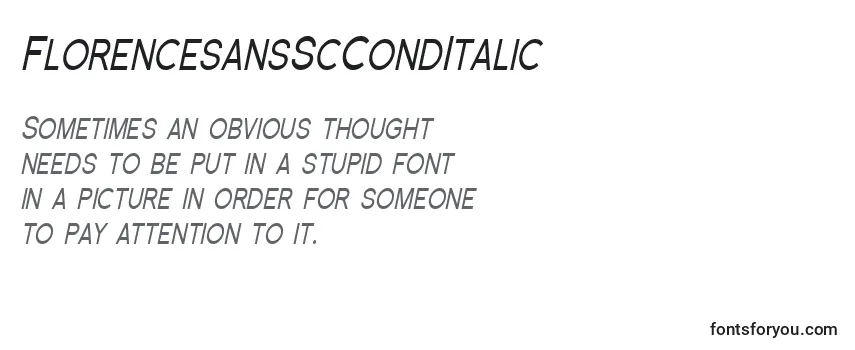Review of the FlorencesansScCondItalic Font