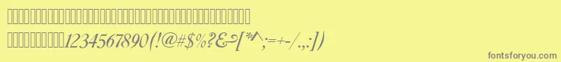 フォントCaslonswashcItalic – 黄色の背景に灰色の文字