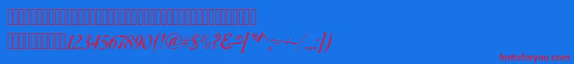 Fonte CaslonswashcItalic – fontes vermelhas em um fundo azul
