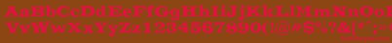 フォントATrianglerrgh – 赤い文字が茶色の背景にあります。