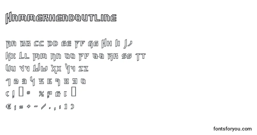 Schriftart Hammerheadoutline – Alphabet, Zahlen, spezielle Symbole