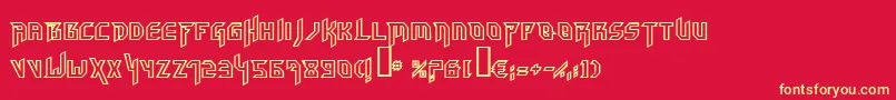 Hammerheadoutline-Schriftart – Gelbe Schriften auf rotem Hintergrund