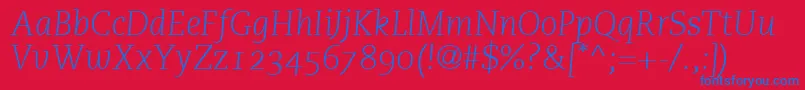 PmnCaecilia46LightItalicOldstyleFigures Font – Blue Fonts on Red Background