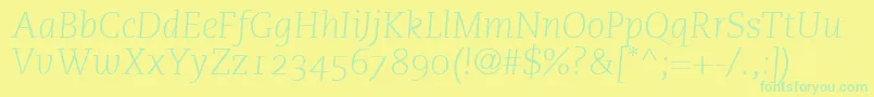 PmnCaecilia46LightItalicOldstyleFigures Font – Green Fonts on Yellow Background