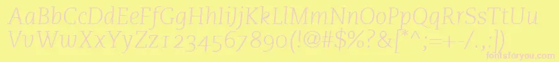 PmnCaecilia46LightItalicOldstyleFigures Font – Pink Fonts on Yellow Background