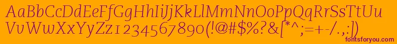 PmnCaecilia46LightItalicOldstyleFigures Font – Purple Fonts on Orange Background