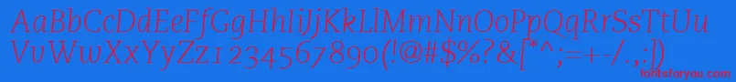 PmnCaecilia46LightItalicOldstyleFigures Font – Red Fonts on Blue Background