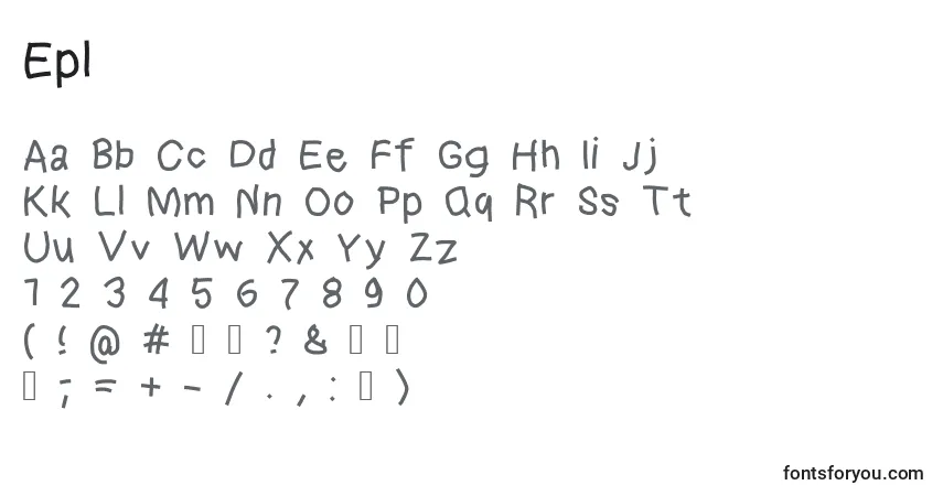 Czcionka Epl – alfabet, cyfry, specjalne znaki