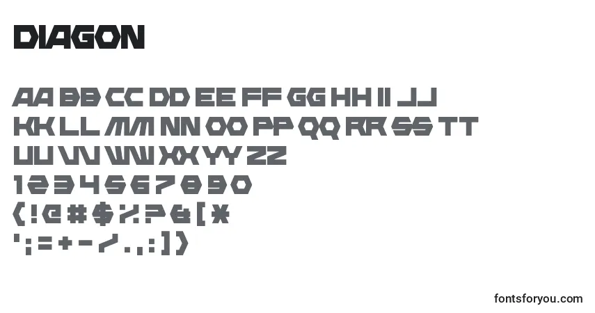 A fonte Diagon – alfabeto, números, caracteres especiais