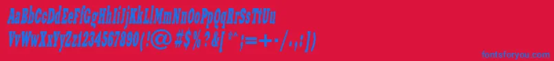 XeniawesterncItalic-Schriftart – Blaue Schriften auf rotem Hintergrund