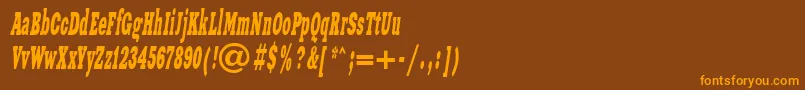 フォントXeniawesterncItalic – オレンジ色の文字が茶色の背景にあります。