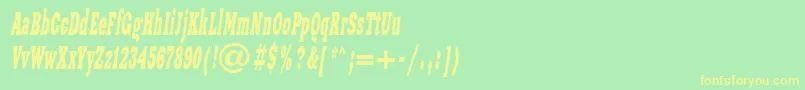 フォントXeniawesterncItalic – 黄色の文字が緑の背景にあります