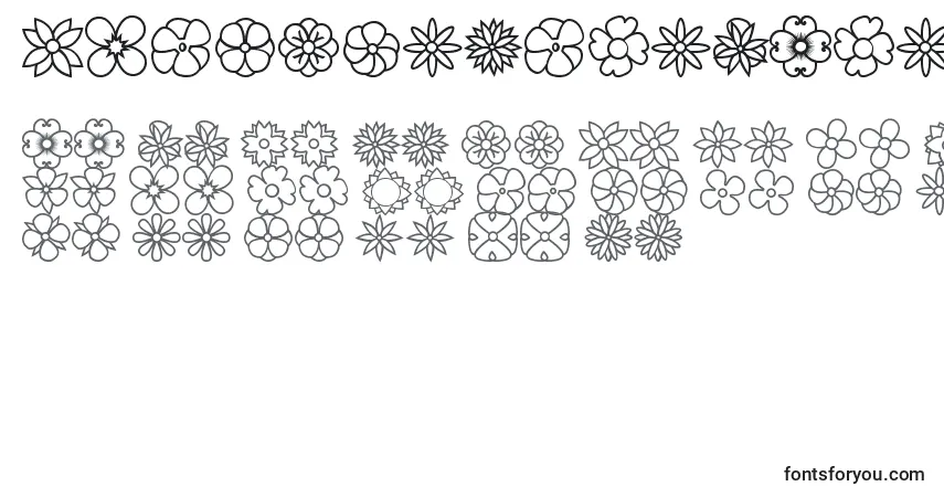 Czcionka FlowersDotsBatsTfb – alfabet, cyfry, specjalne znaki